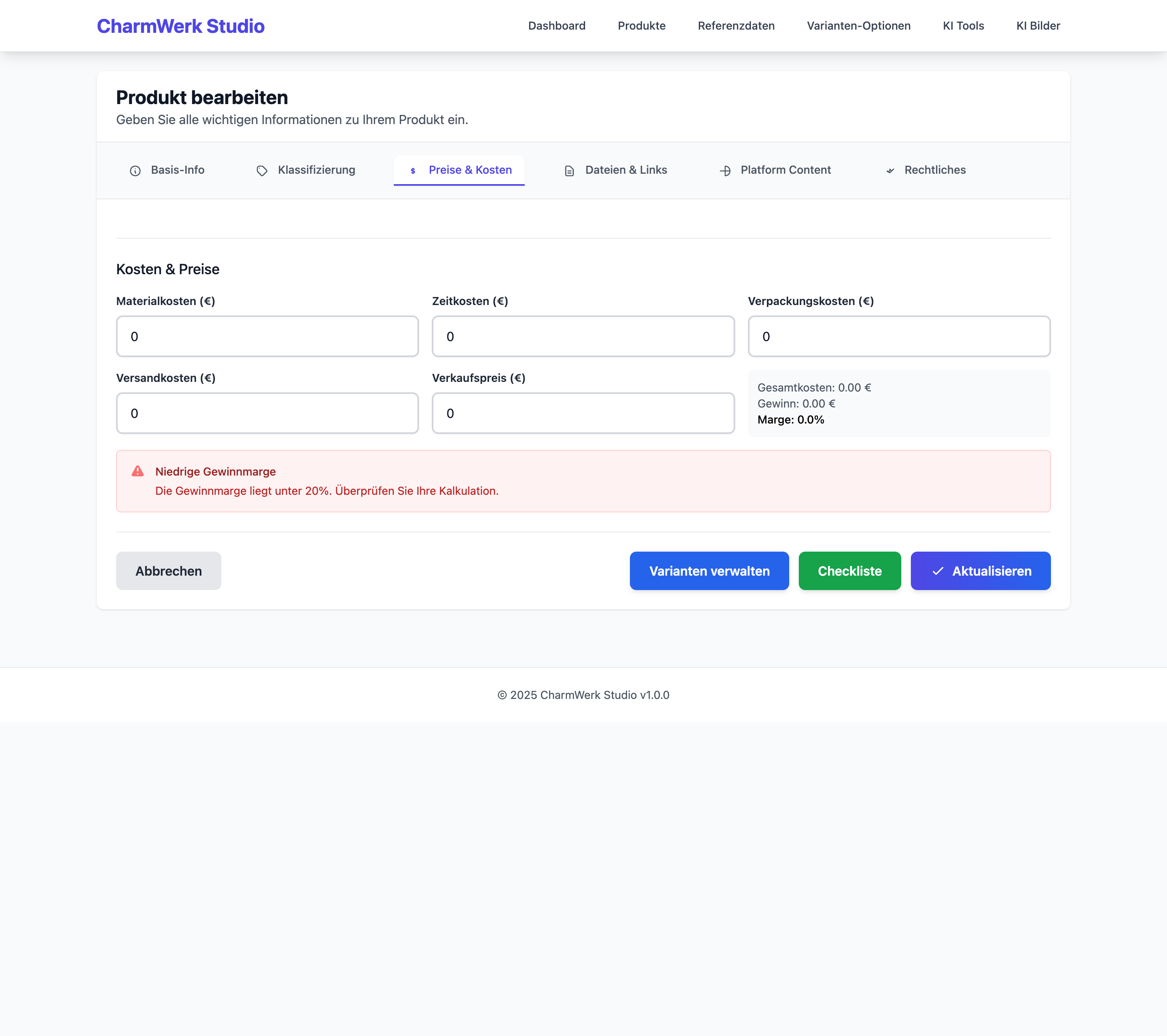 Charmwerk Studio Pricing Calculator